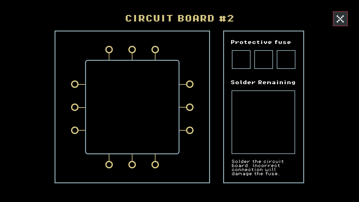 Circuit-board minigame interface from The Last Shelter
