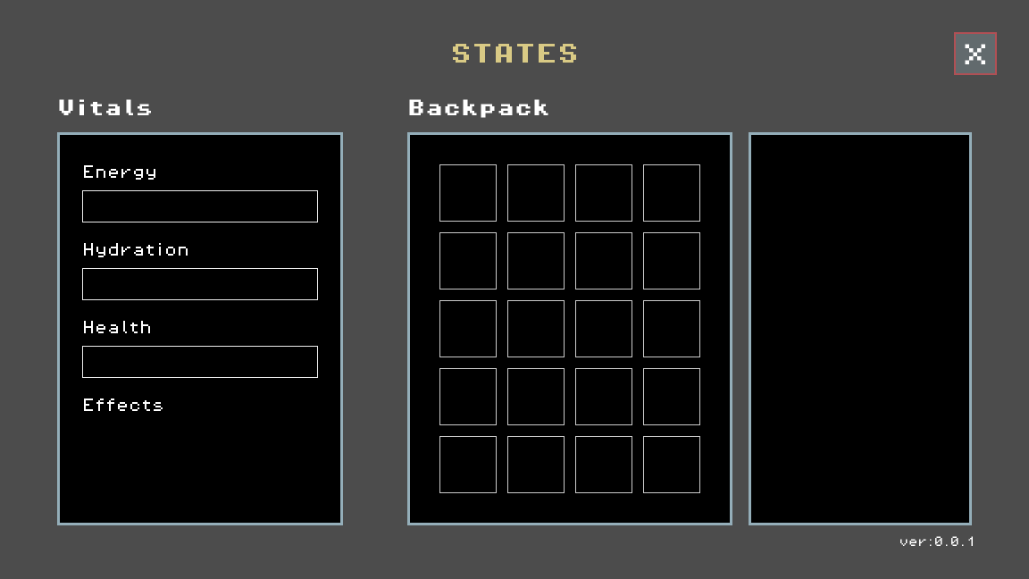 Early backpack HUD from The Last Shelter