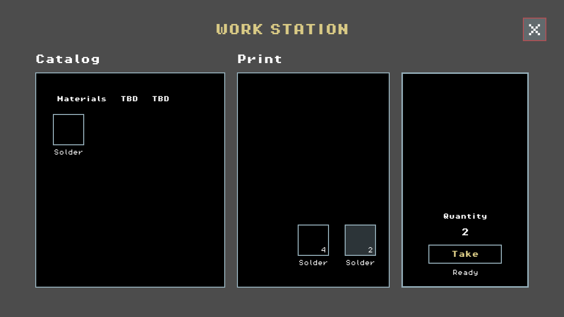 3D printer interface from The Last Shelter