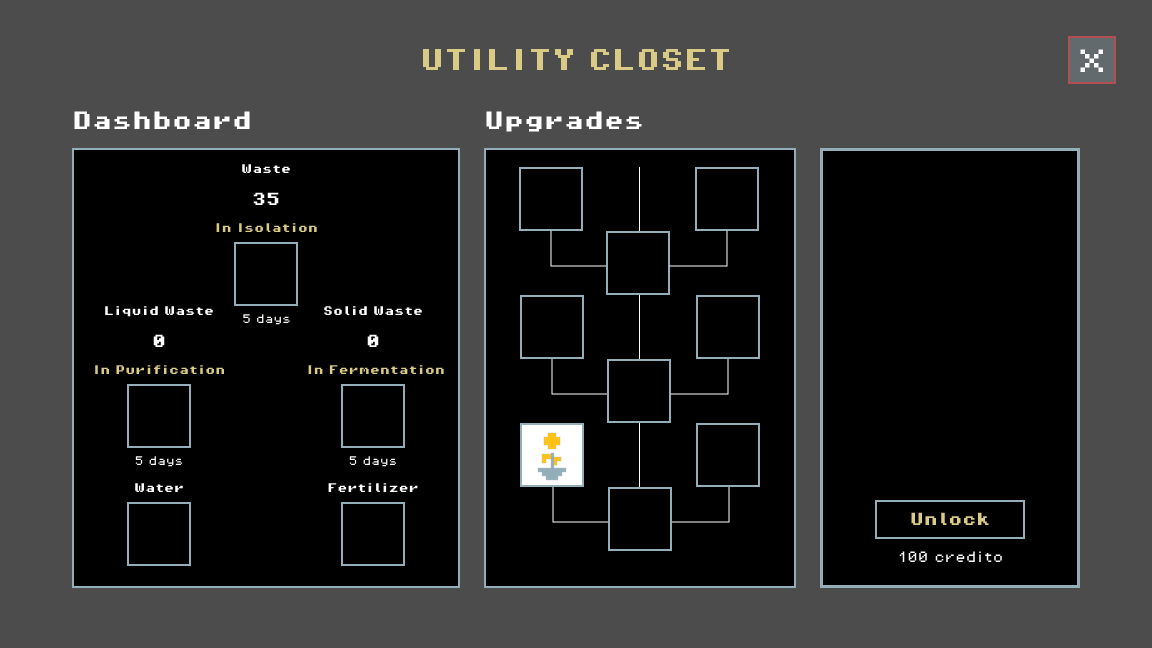 Utility Closet interface from The Last Shelter